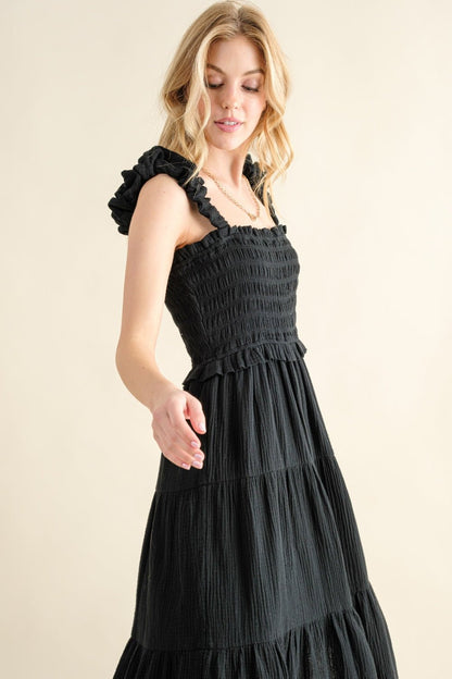 And The Why Smocked Ruffled Tiered Dress - Jaazi Intl