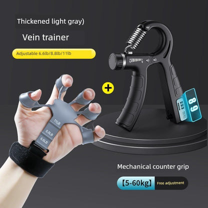 Arm Vein Trainer Men's Spring Grip Five-Finger Rehabilitation Dumbbell KIRIN Arm Tendon and Vein Expander Blue Tendon Silicone - Jaazi Intl