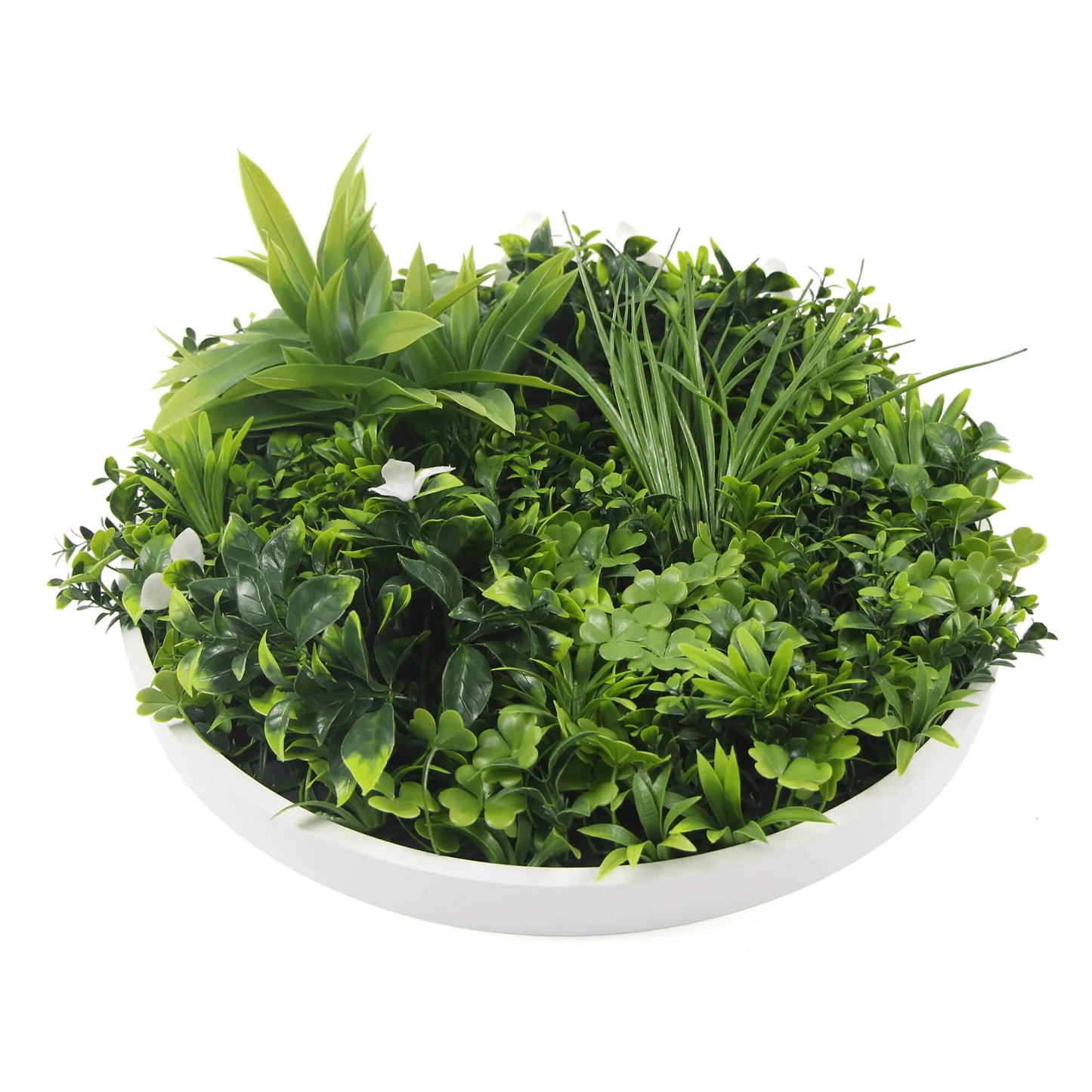 Artificial Green Wall Disc 20" White Frame UV Resistant - Jaazi Intl