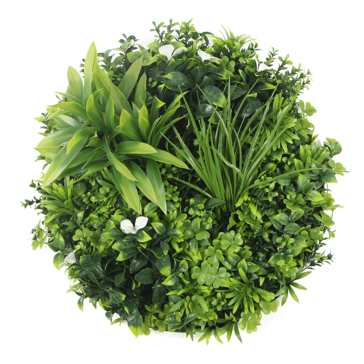 Artificial Green Wall Disc 20" White Frame UV Resistant - Jaazi Intl