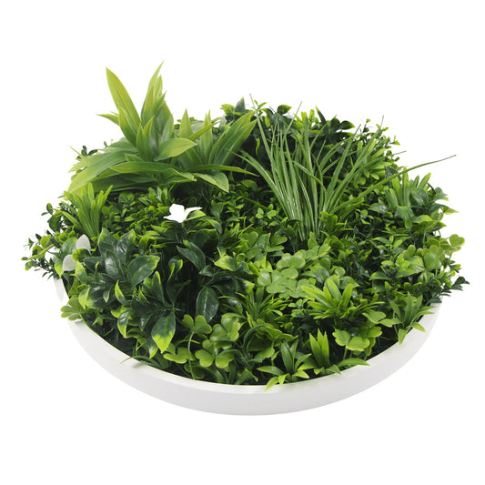 Artificial Green Wall Disc 30" White Frame UV Resistant - Jaazi Intl