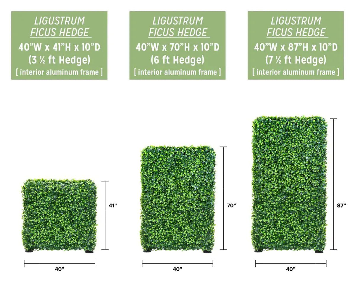 Artificial Ligustrum Ficus Freestanding Hedge (3 Sizes) UV Resistant - Jaazi Intl