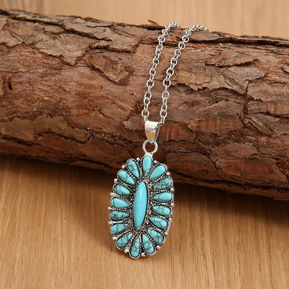 Artificial Turquoise Pendant Alloy Necklace - Jaazi Intl