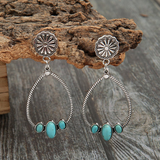 Artificial Turquoise Teardrop Earrings - Jaazi Intl