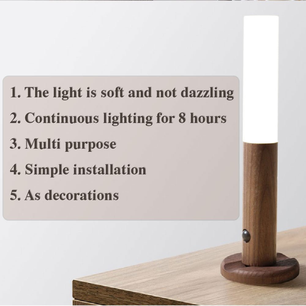 Auto LED USB Magnetic Wood Wireless Night Light Corridors Porch Lights PIR Motion Sensor Wall Light Cabinet Lamp - Jaazi Intl