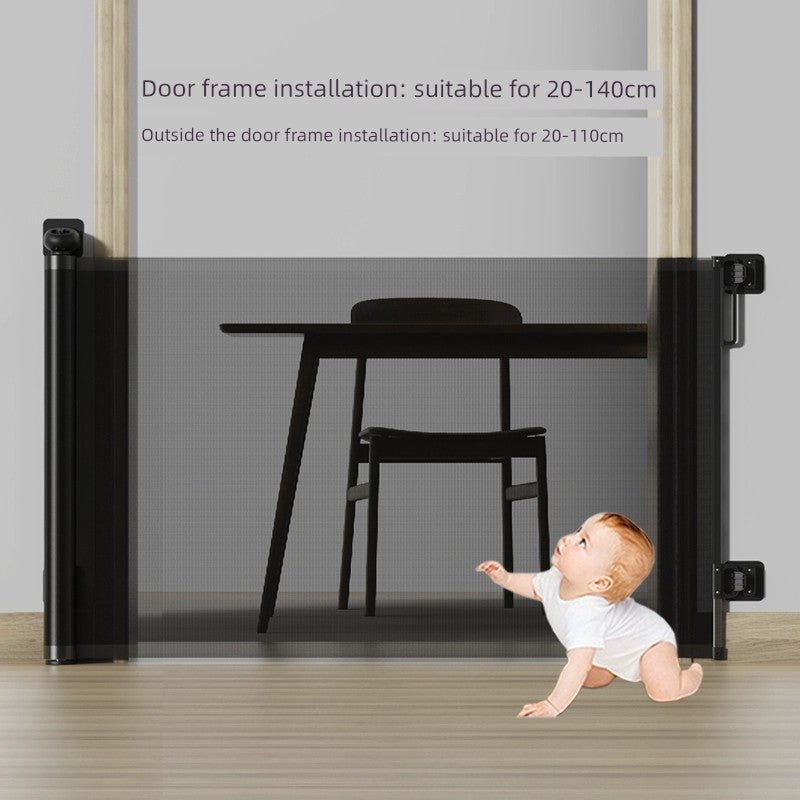 Automatic Retractable Door Fence Baby Kids Fence Indoor Stair Entrance Protective Grating Dogs and Cats Pet Crawling Fence - Jaazi Intl