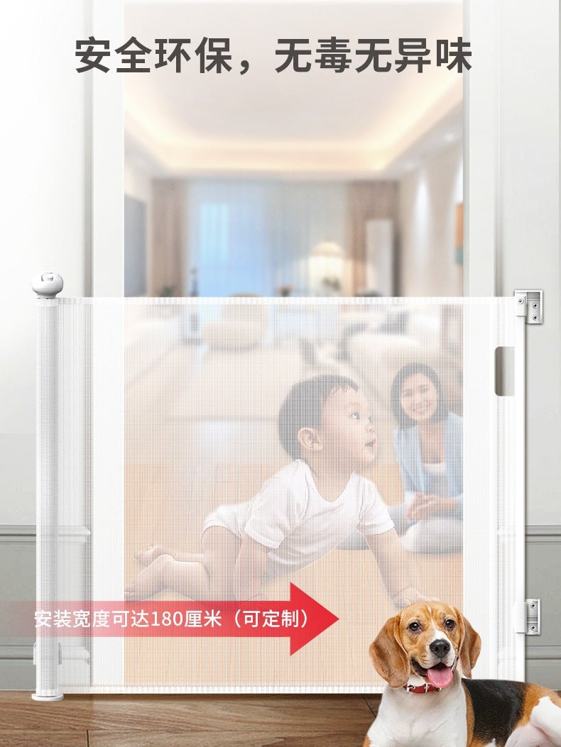 Automatic Retractable Door Fence Baby Kids Fence Indoor Stair Entrance Protective Grating Dogs and Cats Pet Crawling Fence - Jaazi Intl