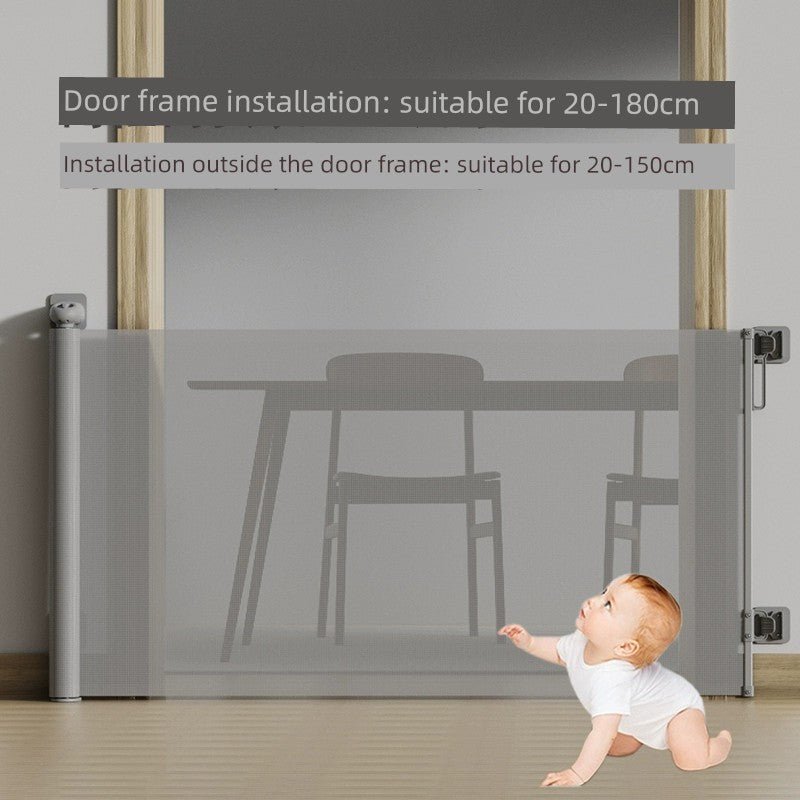 Automatic Retractable Door Fence Baby Kids Fence Indoor Stair Entrance Protective Grating Dogs and Cats Pet Crawling Fence - Jaazi Intl