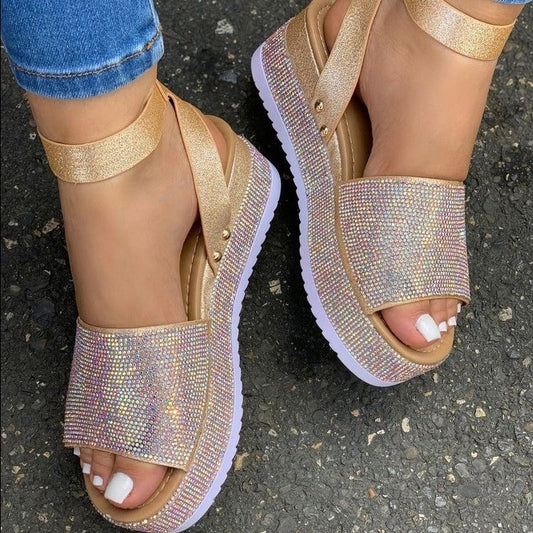 Rhinestone Sandals Summer Fashion Platform Shoes For Women