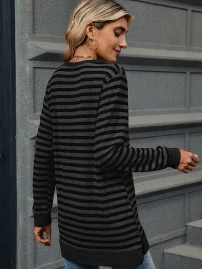 Striped Round Neck Long Sleeve T-Shirt