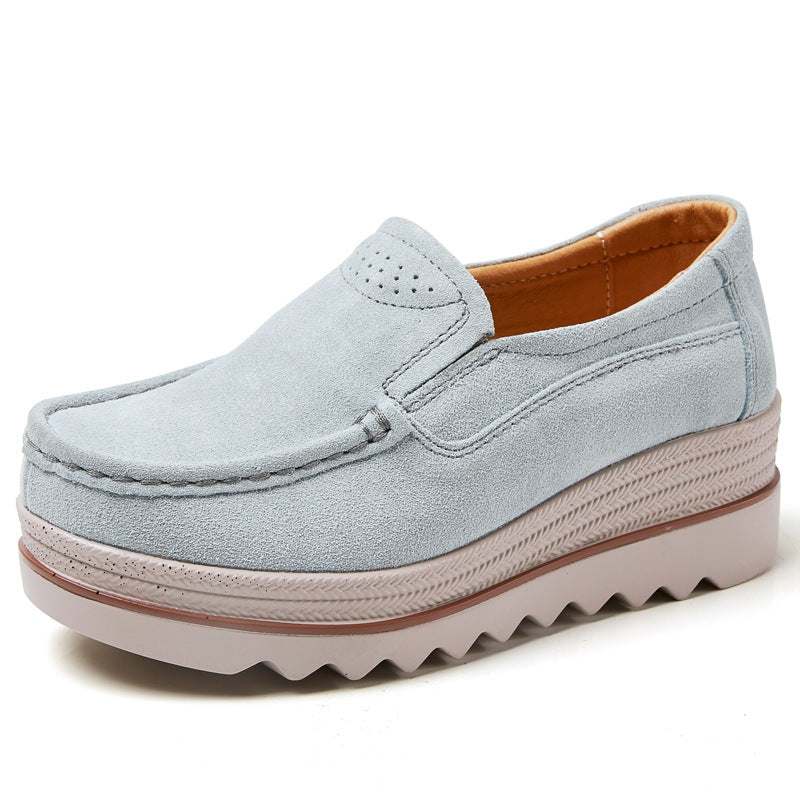 Thick-soled Flat Shoes Anti-slip Suede Height Increasing Shoes For Women