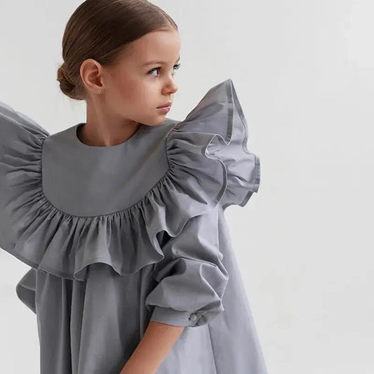 Baby Girl Cotton Ruffle Long Sleeve Dress - Jaazi Intl