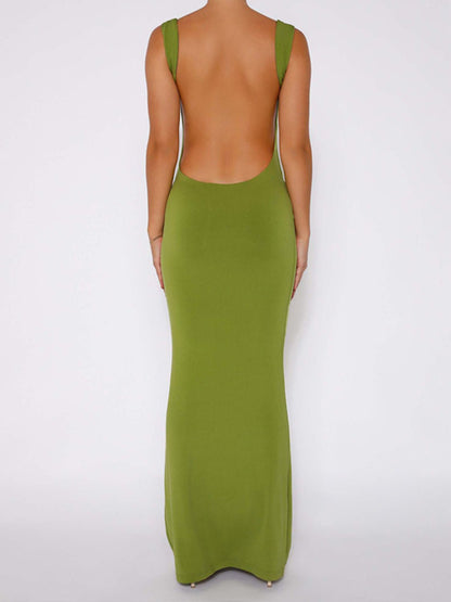 Backless Wide Strap Maxi Dress - Jaazi Intl