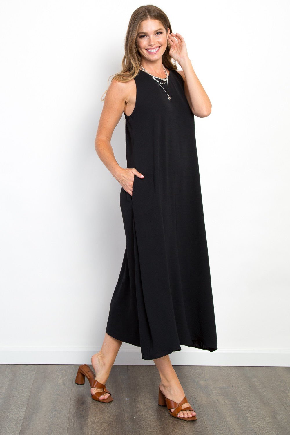 Be Stage Midi Tank Dress with Pockets - Jaazi Intl