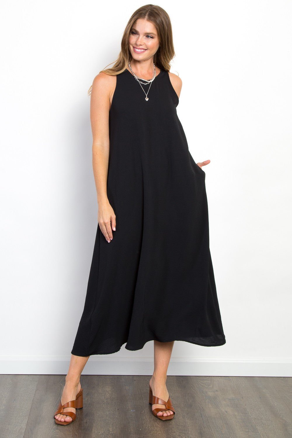 Be Stage Midi Tank Dress with Pockets - Jaazi Intl