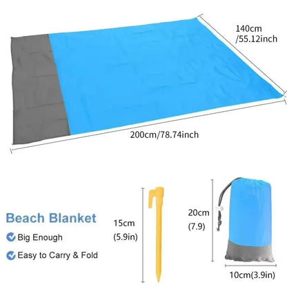 Beach Blanket Sandproof 200 X 140cm Waterproof Beach Mat Lightweight Picnic Blanket for Travel Hiking Sports - Jaazi Intl