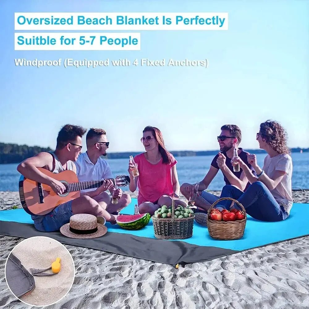 Beach Blanket Sandproof 200 X 140cm Waterproof Beach Mat Lightweight Picnic Blanket for Travel Hiking Sports - Jaazi Intl