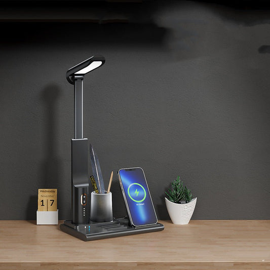 Bedroom LED Wireless Charging Desk Lamp Office Desktop Pen Holder - Jaazi Intl