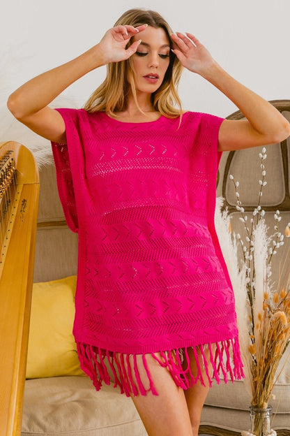 BiBi Fringed Hem Knit Top - Jaazi Intl