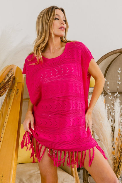 BiBi Fringed Hem Knit Top - Jaazi Intl