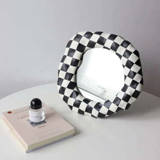 Black & White Checkerboard Vanity Mirror - Jaazi Intl