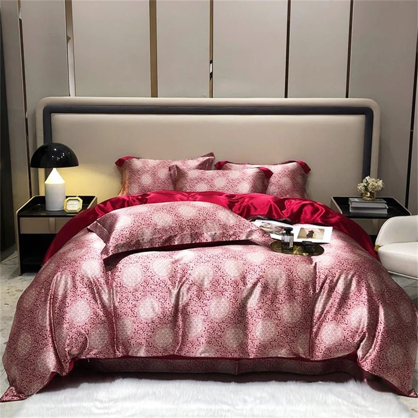 Blend Mulberry Silk 4 Pieces Bedding Set, 1PC Duvet Cover, 1PC Bed Sheet, 2PCS Pillowcases, Luxury Home Textiles Bedclothes - Jaazi Intl