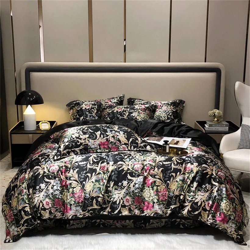 Blend Mulberry Silk 4 Pieces Bedding Set, 1PC Duvet Cover, 1PC Bed Sheet, 2PCS Pillowcases, Luxury Home Textiles Bedclothes - Jaazi Intl