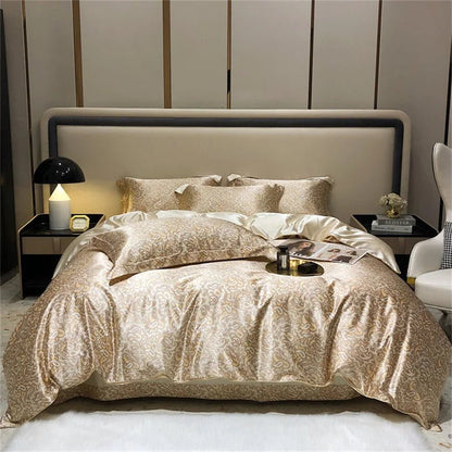 Blend Mulberry Silk 4 Pieces Bedding Set, 1PC Duvet Cover, 1PC Bed Sheet, 2PCS Pillowcases, Luxury Home Textiles Bedclothes - Jaazi Intl