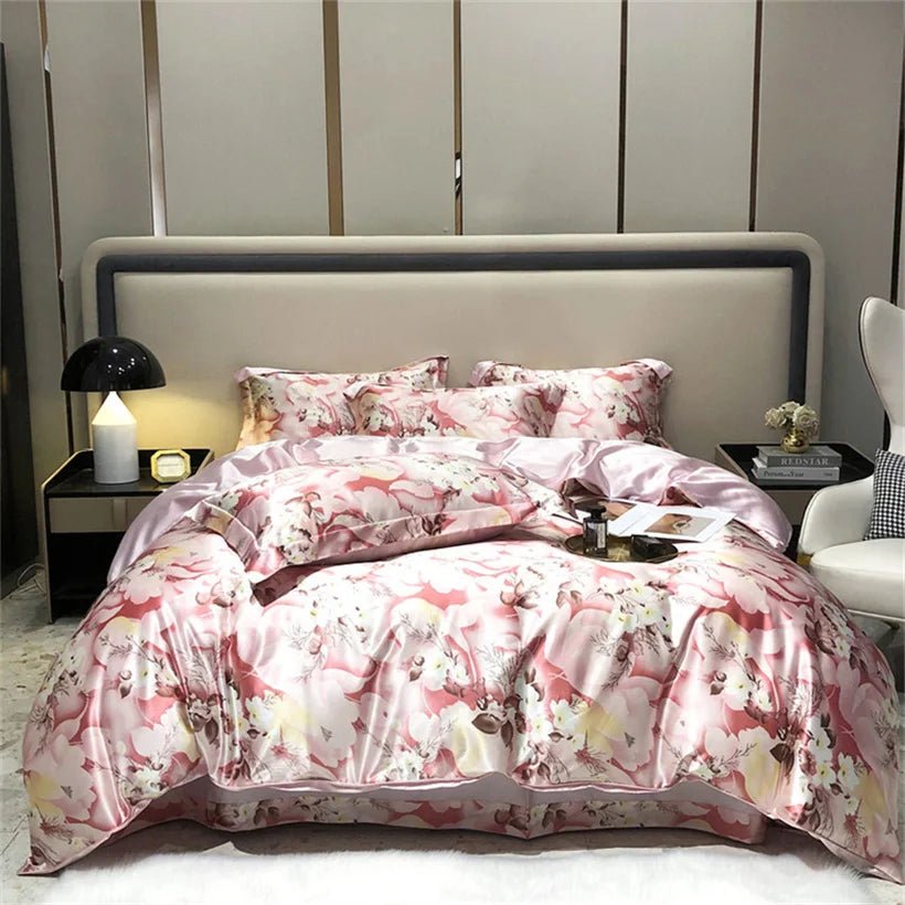 Blend Mulberry Silk 4 Pieces Bedding Set, 1PC Duvet Cover, 1PC Bed Sheet, 2PCS Pillowcases, Luxury Home Textiles Bedclothes - Jaazi Intl