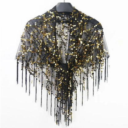 Bling Tassels Blouse Shirt Sexy Women Summer Sequin Casual Tops Camiseta Mujer Poncho Shirt Blusas Pullover Party Club Clothing - Jaazi Intl