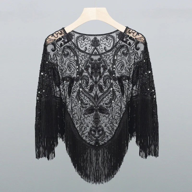 Bling Tassels Blouse Shirt Sexy Women Summer Sequin Casual Tops Camiseta Mujer Poncho Shirt Blusas Pullover Party Club Clothing - Jaazi Intl