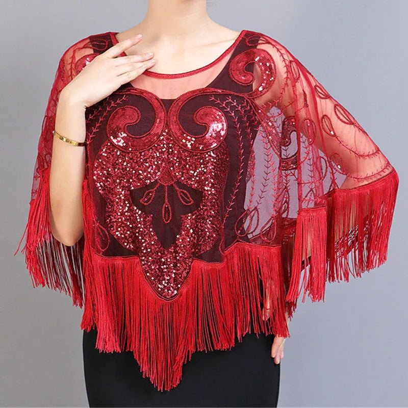 Bling Tassels Blouse Shirt Sexy Women Summer Sequin Casual Tops Camiseta Mujer Poncho Shirt Blusas Pullover Party Club Clothing - Jaazi Intl