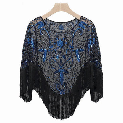 Bling Tassels Blouse Shirt Sexy Women Summer Sequin Casual Tops Camiseta Mujer Poncho Shirt Blusas Pullover Party Club Clothing - Jaazi Intl