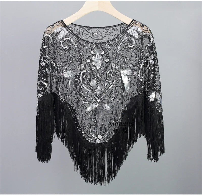 Bling Tassels Blouse Shirt Sexy Women Summer Sequin Casual Tops Camiseta Mujer Poncho Shirt Blusas Pullover Party Club Clothing - Jaazi Intl