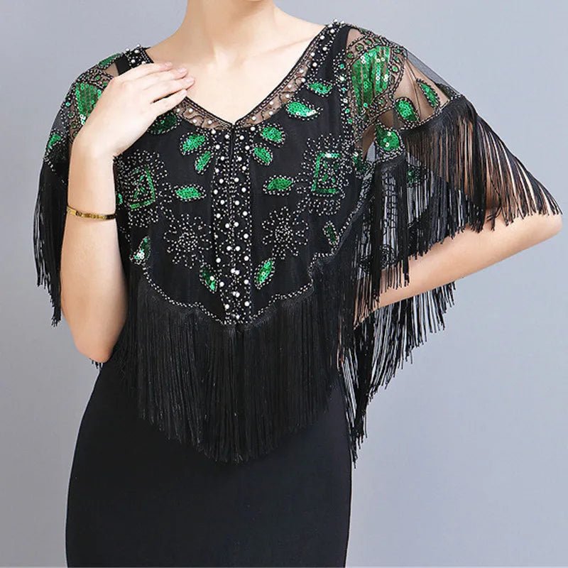 Bling Tassels Blouse Shirt Sexy Women Summer Sequin Casual Tops Camiseta Mujer Poncho Shirt Blusas Pullover Party Club Clothing - Jaazi Intl