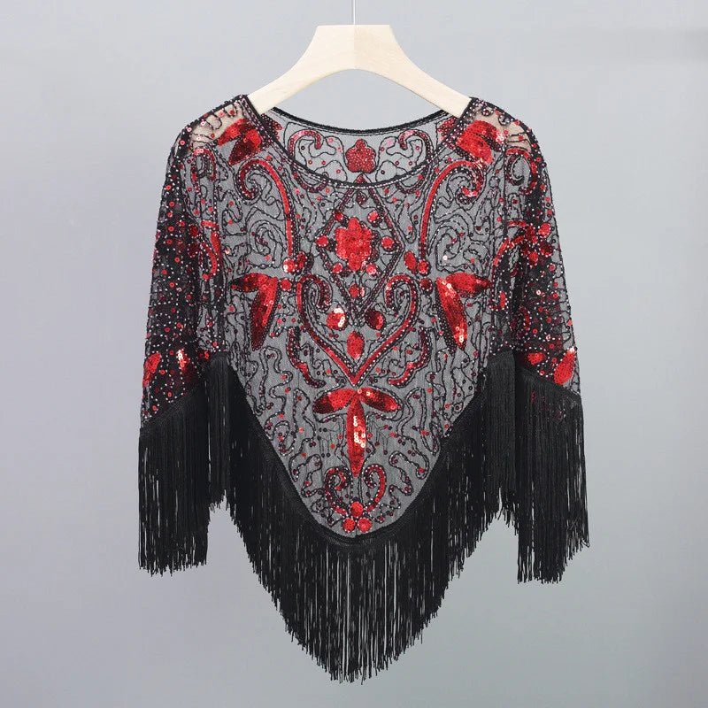 Bling Tassels Blouse Shirt Sexy Women Summer Sequin Casual Tops Camiseta Mujer Poncho Shirt Blusas Pullover Party Club Clothing - Jaazi Intl