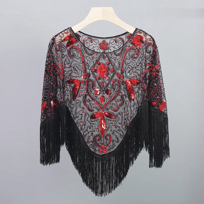 Bling Tassels Blouse Shirt Sexy Women Summer Sequin Casual Tops Camiseta Mujer Poncho Shirt Blusas Pullover Party Club Clothing - Jaazi Intl