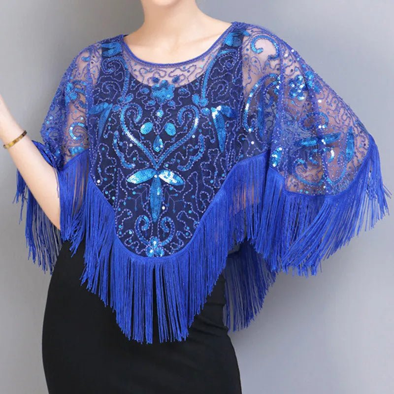 Bling Tassels Blouse Shirt Sexy Women Summer Sequin Casual Tops Camiseta Mujer Poncho Shirt Blusas Pullover Party Club Clothing - Jaazi Intl