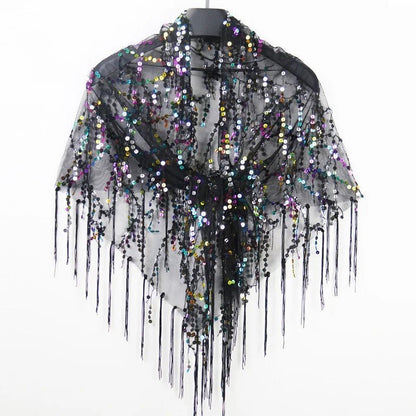 Bling Tassels Blouse Shirt Sexy Women Summer Sequin Casual Tops Camiseta Mujer Poncho Shirt Blusas Pullover Party Club Clothing - Jaazi Intl