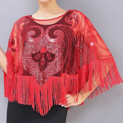 Bling Tassels Blouse Shirt Sexy Women Summer Sequin Casual Tops Camiseta Mujer Poncho Shirt Blusas Pullover Party Club Clothing - Jaazi Intl