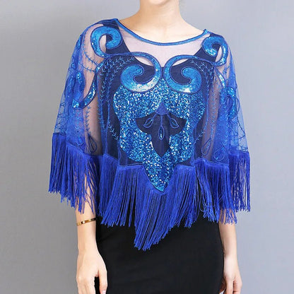 Bling Tassels Blouse Shirt Sexy Women Summer Sequin Casual Tops Camiseta Mujer Poncho Shirt Blusas Pullover Party Club Clothing - Jaazi Intl