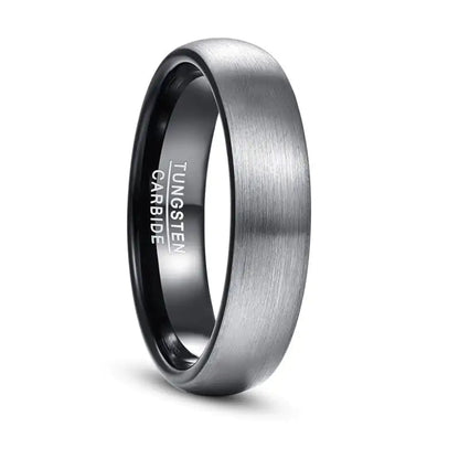 Brushed Silver and Black Tungsten Ring - Jaazi Intl