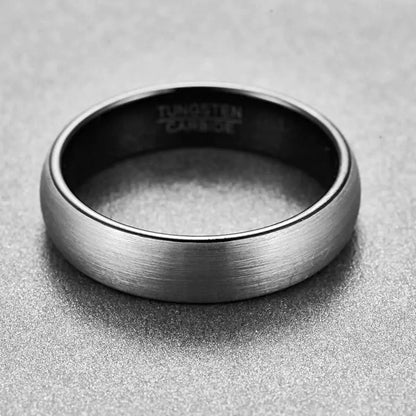 Brushed Silver and Black Tungsten Ring - Jaazi Intl