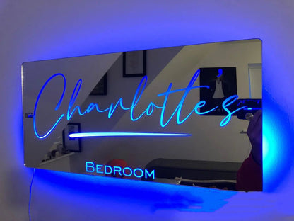 Personalisierte Namensspiegelleuchte für Schlafzimmer, LED-Leuchtspiegel für die Wand, individuelles Foto, Weihnachten, Valentinstag, Hochzeitsgeschenke