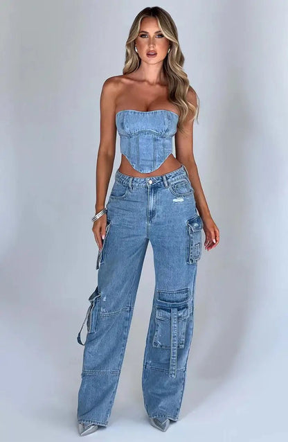 Cargo Denim Jeans - Jaazi Intl