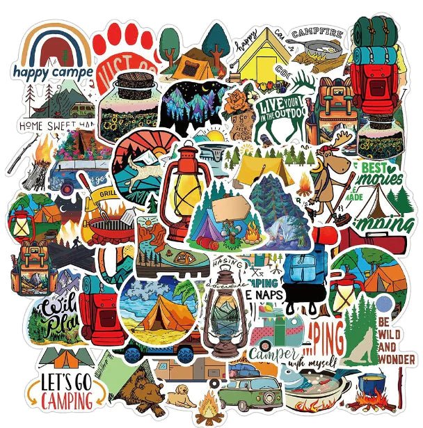 Cartoon Camping Graffiti Sticker - Jaazi Intl