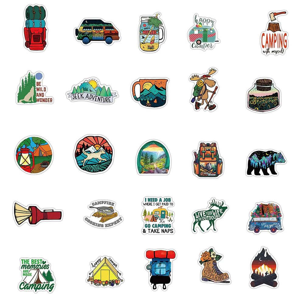 Cartoon Camping Graffiti Sticker - Jaazi Intl