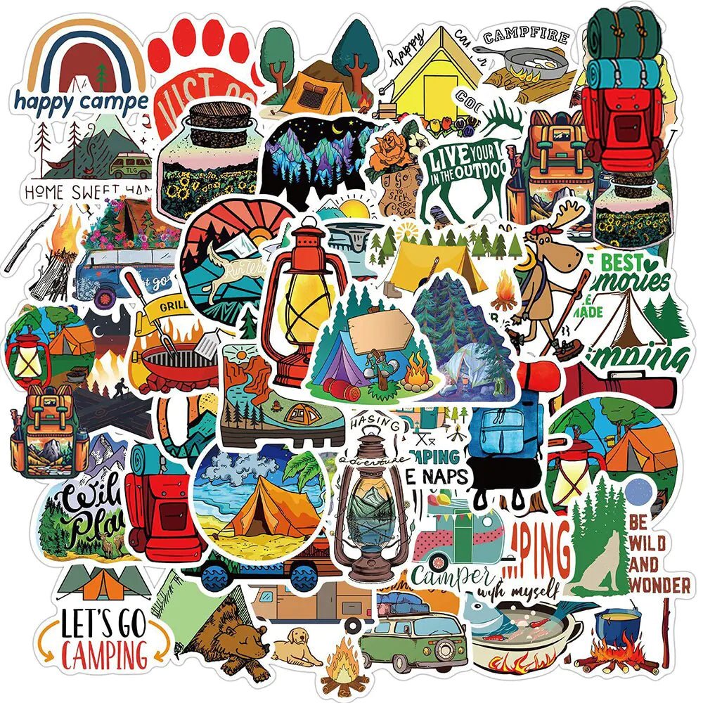 Cartoon Camping Graffiti Sticker - Jaazi Intl