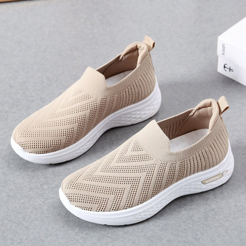 Casual Mesh Shoes Sock Slip On Flat Shoes For Women Sneakers Casual Soft Sole Walking Sports Shoe - Jaazi Intl