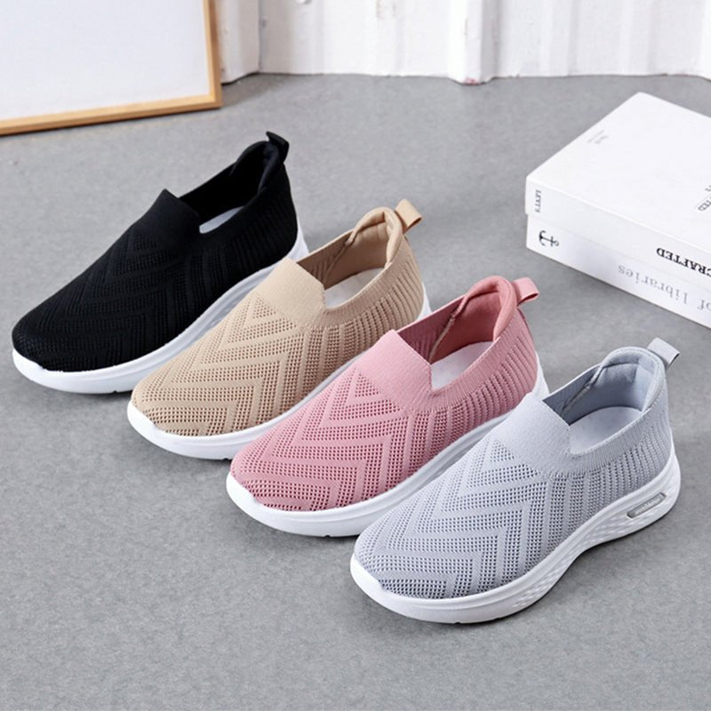 Casual Mesh Shoes Sock Slip On Flat Shoes For Women Sneakers Casual Soft Sole Walking Sports Shoe - Jaazi Intl